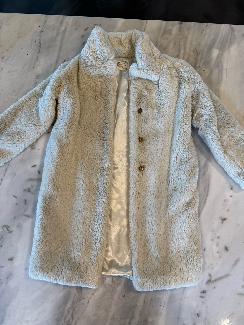 Joyfolie Plush Faux Fur Coat in Light Cream